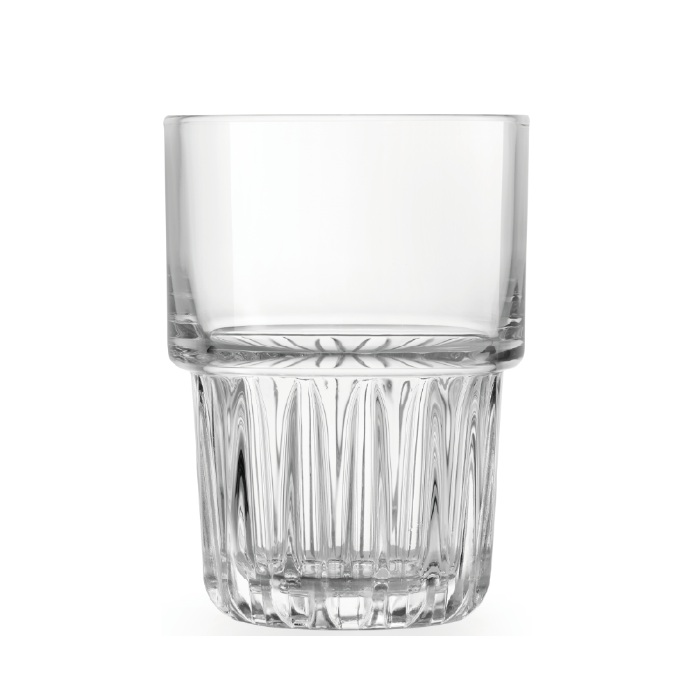 Vooraanzicht van het transparante longdrinkglas Onis Everest 35 cl. gemaakt van helder glas.